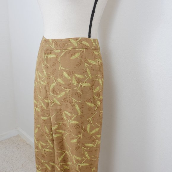 Paris Atelier & other stories Tan Yellow Floral High Waist Wide Leg SZ 6 Pants - Picture 5 of 10